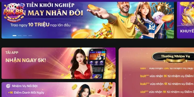 Rik88 tổ chức đa dạng nhiều ưu đãi